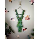 Aerie Green Floral Ruffled One-Piece Swimsuit - Size - Small Long Photo 1
