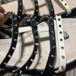 Anthropologie Manila grace ladiesBlack and White Gladiator Sandals with black Straps and Studs Photo 8