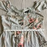 Lulus NWOT  Verona Light Blue Floral Print Off-the-Shoulder Lace Dress Photo 5