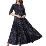 Janasya Indian Women's Cotton Flex Ethnic Dress in Blue, Size S​​​​​ Blue Photo 0