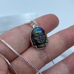 Buddha Carved Labradorite Solid Sterling Silver Necklace Photo 4