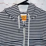 Ruby Rd Ruby Road Jacket Women Petite Small PS Charcoal Grey White Striped Full Zip Hood Photo 1