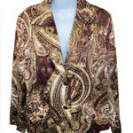 Chico's  Paisley Print Blazer Brown Size 12 Large Photo 0