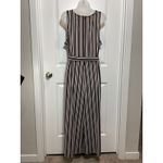 Du Jour Striped Maxi Dress Jumpsuit Black Pink White XL Sleeveless Belted Photo 7