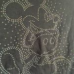 Disney  Mickey Mouse cropped charcoal Gray women’s shirt large w/ jeweled beading Photo 7
