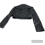 Bebe Vintage  leather jacket, cropped, diamond quilt, exagerated collar, black,XS Photo 6