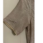 Reiss Metallic Ruched Short Sleeve Bodycon Dress Metallic Silver Gold Shimmer 10 Photo 3