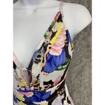 One Piece Sunseeker Swimsuit Size 4  Floral Low Cut V-Neck Sexy White Pink Blue Photo 2
