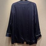 Victoria's Secret Victoria’s Secret Satin-Like Navy Blue Pink Trim Jacket Style Robe Size Medium Photo 6