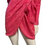 Judith March  Hot Pink Sequin Wrap Mini Dress Long Sleeve Holiday Party Small Photo 8