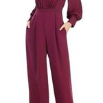 Gal Meets Glam Jessamyn Button Jumpsuit size 4 Boysenberry Long Sleeve V Neck Photo 0