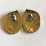 Vintage Purple Pink & Teal Shimmer Swirl Enamel Pierced Earrings Photo 3