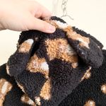 Hot Topic Fleece Sherpa Black Brown Bear Hoodie Medium Photo 4