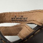 Born Wedge Sandals Womens Size 8M Black Leather Floral Slip On Casual Shoes Photo 7