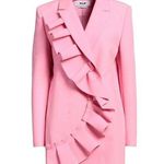$605 NWT MSGM HALF LINED DOUBLE BREASTED BLAZER WITH RUFFLED Size 40 Pink Coat Photo 0