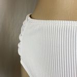 White Ribbed High Tie Waist Bikini Swim Bathing Suit Bottoms M Size M Photo 3