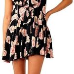 Free People Womens Black Floral Lace Cap Sleeve Tilly Print Tunic Mini Dress S Photo 0
