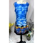 Shannon Marie Hawaii Sheath Dress Palm Trees Fish Dolphins 10 Blue Photo 4