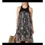 TOCCIN Black White Printed Trapeze High Low Sleeveless Maxi Dress size 20 Photo 4