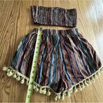 SheIn Women 2 Short Set Pom Pom Hem Tube Top Sz S Resort Wear Beach Vacation Photo 2