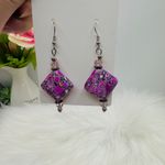 Vibrant Pink Fashion Statement Unique Dangle Earrings Photo 1