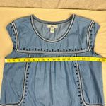 Bass Women's Boho Peasant Top Blue Medium Sleeveless Blouse Photo 4