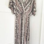Honeyme NWT Curvy Plus 2X Flowy Maxi Dress Dolman Sleeve Pink Brown Neutral 

 Photo 1