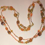 Elegant Multi Color Orange Tan Glass Beaded Boho Necklace Photo 1
