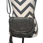 American Eagle Outfitters Faux Leather Saddle Crossbody Bag Gray Braided Tassel Photo 0
