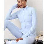 Athleta  M Salutation Ribbed Jacket III Gossamer Blue Rib Medium Regular Photo 0