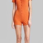 Wild Fable Women’s Orange Button Front Short Sleeve Romper Playsuit Size 1X Photo 0