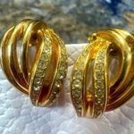 Christian Dior Authentic Dior Vintage Rhinestone Clip-On Earrings | Gold Plated Photo 1