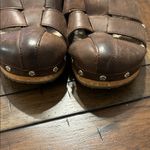 UGG  Australia Brown Leather Shearling Lined Clogs Mules Size 9 Photo 7