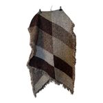 Fashion Scarf Brown Cream Soft Acrylic Wrap Scarf Asymmetrical Stripes OS Photo 2