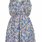 Lush Clothing Floral Print‎ Dress Sleeveless Mini Sun Dress Blue Peach Casual Photo 0