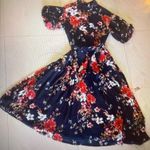 Gracia  black floral maxi dress size M Short Puffy And Elastic Sleeve Pocket Photo 0