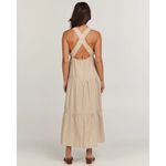 Charlie Holiday Lilian Oat Beige Tiered Cut Out Linen Midi Dress Size XL Photo 3