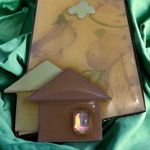 Vintage Lucinda Whimsical House Pin Brooch Pink Photo 0