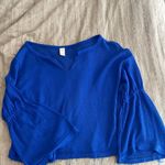 We The Free  by Free People blue waffle balloon sleeve top Photo 1