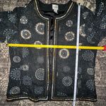 Chico's  Womens Size 2 L Black Cotton Sequin Embroidered Beaded Embellished Jacket Photo 7