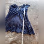 Midnight Blue Vintage Full Lace Slip Dress Cover Up Women’s Sz L EUC Size L Photo 5