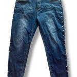 Pearl Embellished Plus Size Skinny Jeans Size 2X Blue Photo 0