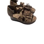 Pierre Dumas  Brown Fringe Wedge Sandals Size 6 Peep-Toe Slingback Photo 2