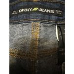 DKNY Jeans Women's Size 12 Mid Rise Straight Leg Dark Wash Stretch Denim Jeans Blue Photo 4