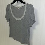 Ultra Flirt Gray Ribbed cropped T-shirt rimmed with Lace Photo 3