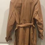 Pink Lily Tan Leather Trench Jacket Photo 2