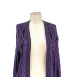 RtA Iris Purple Metallic Cable Knit Open Front Cardigan Sweater Size Small Photo 3
