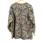 Vintage White Swan Floral Scrub Jacket Cardigan Women’s L Button Front Retro 90s Purple Size L Photo 2