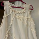 Ann Taylor Ruffle Sleeveless Top Cream Blouse Casual‎ Tank Top Layered Ruffle Trim Photo 2