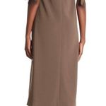 Theory  Natia Modern Crepe Midi Dress Women's Olive Green Size 8 Photo 1